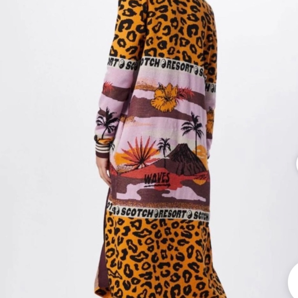 SCOTCH & SODA Avie Long Cardigan Duster Leopard Tropic Size S - Picture 10 of 13